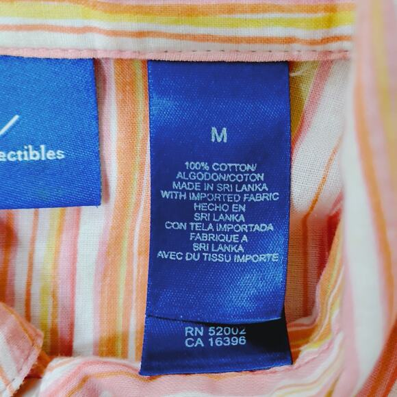 J.H. Collectibles Striped Blouse 💛🧡🩷 Medium 3/4 Sleeve Lightweight - Picture 10 of 13